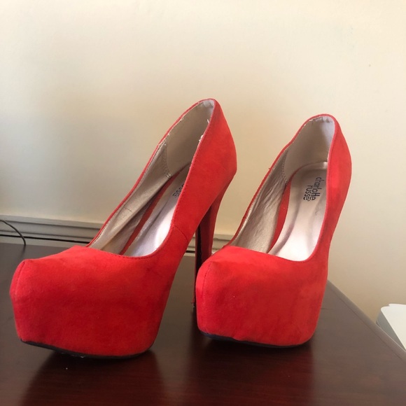 Red 4 inch heels from Charlotte Russe. - Picture 4 of 6